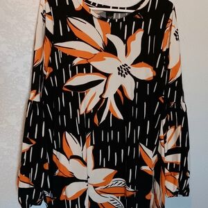 Elegant Black and Orange Floral Women's Tunic